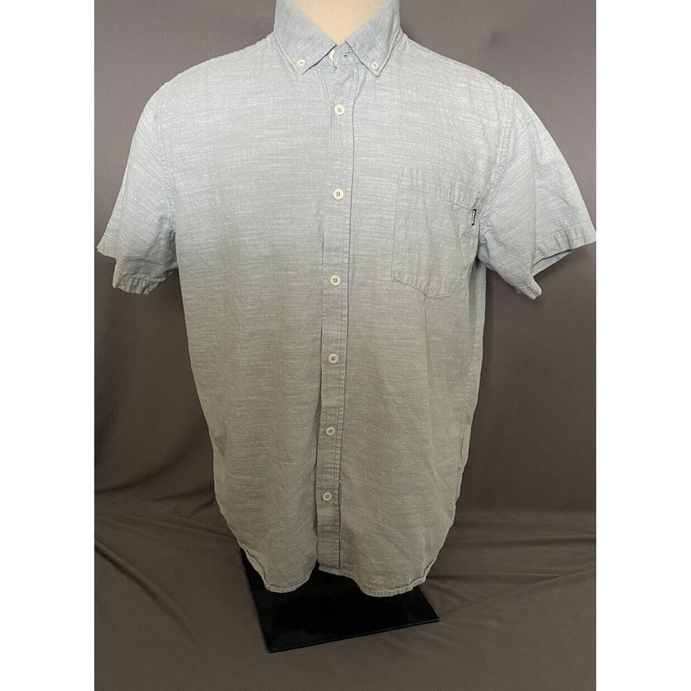 Mens Hurley Casual‎ Button-Up Shirt Size X-Large Short Sleeve Green Chest Pocket